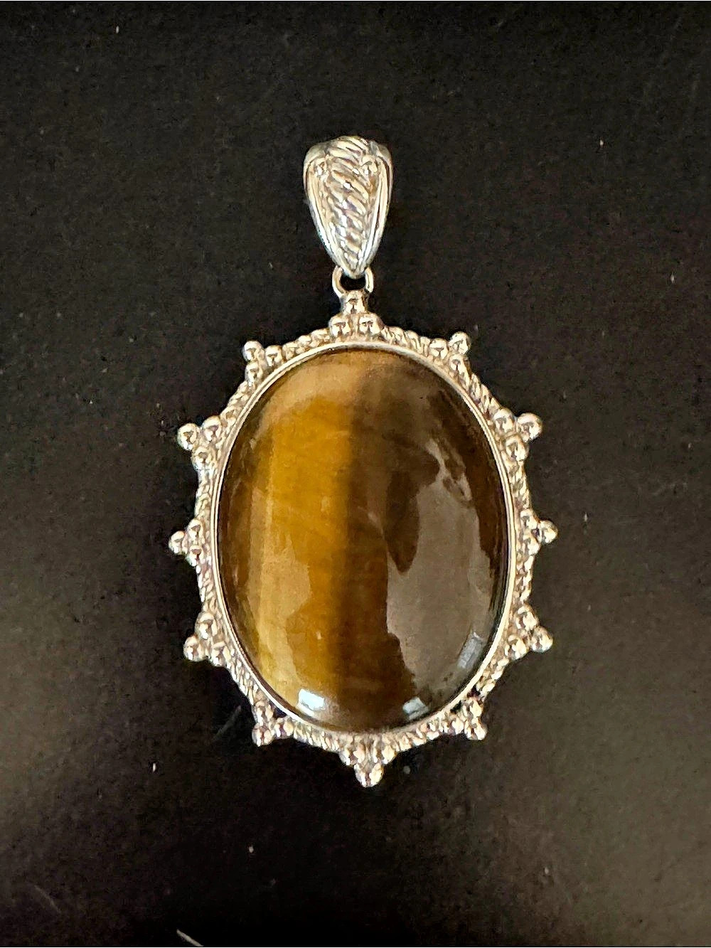 Oval Brown Stone Pendant Necklace